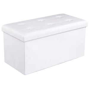 SONGMICS Úložný sedací box čalúnený skladací 76x38 cm biely