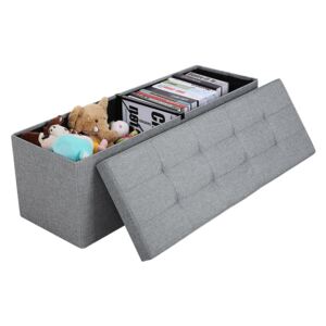 SONGMICS Úložný sedací box čalúnený skladací 110x38 cm šedý