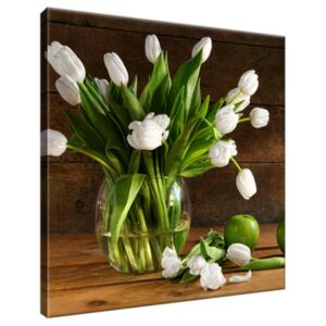 Obraz na plátne Snehobiele tulipány a jabĺčka 30x30cm 2246A_1AI