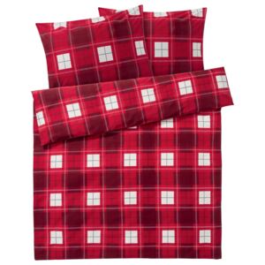 MERADISO® Flanelová posteľná bielizeň, 240 x 220 c, štvorčeková / červená (100271578)