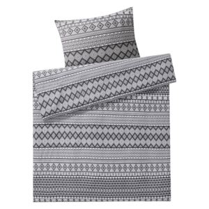 MERADISO® Saténová posteľná bielizeň, 140 x 200 cm, grafika/šedá/biela (100282699)