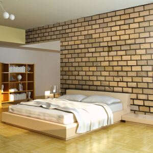 Fototapeta - Brick wall in beige color 200x154 cm