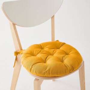 Blancheporte Súprava 2 jednofarebných okrúhlych sedákov na stoličku žltá pr. 40cm