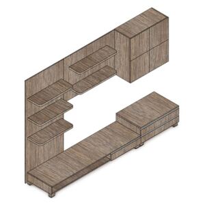 Autronic Obývacia stena 300x59x210cm, farba noce 9HQ08