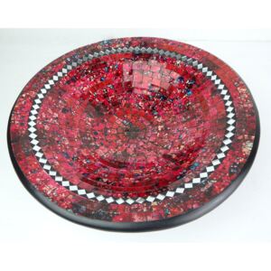 Misa červeno/bordová, okrúhla, ručná mozaika 19 cm