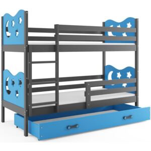 BMS Poschodová detská posteľ Miko / Sivá Farba: Sivá / Modrá, Rozmer.: 190 x 80 cm