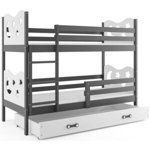 BMS Poschodová detská posteľ Miko / Sivá Farba: Sivá / biela, Rozmer.: 190 x 80 cm