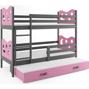 BMS Poschodová detská posteľ Miko 3 s prístelkou / sivá Farba: Ružová, Rozmer.: 160 x 80 cm