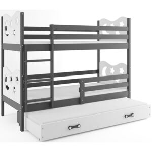 BMS Poschodová detská posteľ Miko 3 s prístelkou / sivá Farba: Biela, Rozmer.: 160 x 80 cm