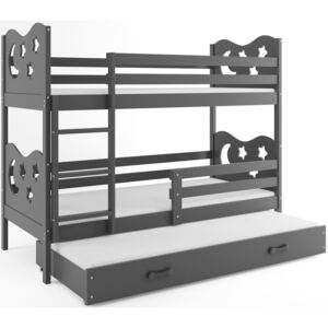 BMS Poschodová detská posteľ Miko 3 s prístelkou / sivá Farba: Sivá, Rozmer.: 190 x 80 cm