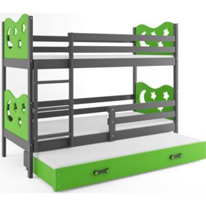 BMS Poschodová detská posteľ Miko 3 s prístelkou / sivá Farba: Zelená, Rozmer.: 160 x 80 cm
