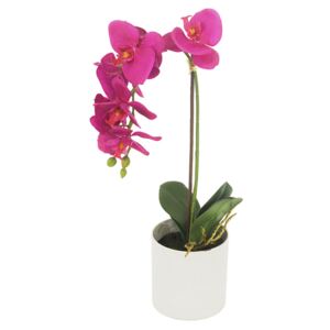 Orchidea v betónovom kvetináči, umelá kvetina