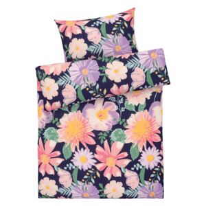Livarno Home Saténová posteľná bielizeň, 140 x 200 cm (kvety / bledoružová), viacfarebná / ružová (100332017)
