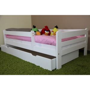 Detská posteľ 160x80 cm Vráťa biela + zásuvka + matrac