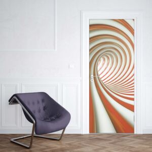 GLIX Fototapeta na dvere - 3D Swirl Tunnel Orange And White