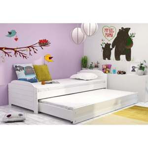 Detská posteľ DOUGY 2 + matrac + rošt ZADARMO, 90x200, biela+biela