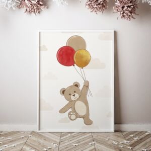 Plagát Teddy - medvedík+balóniky