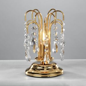 Stolná lampa Pioggia krištáľový dážď, 26 cm, zlatá