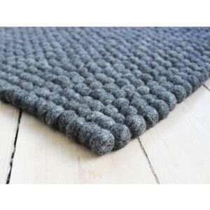 Antracitovosivý guľôčkový vlnený koberec Wooldot Ball rugs, ⌀ 100 x 150 cm