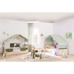Detská izba Beatrice pre dve deti - dub svetlý/biela/zelená