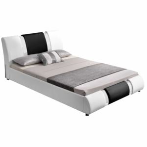 Tempo Kondela Moderná posteľ, biela/čierna, 160x200, LUXOR