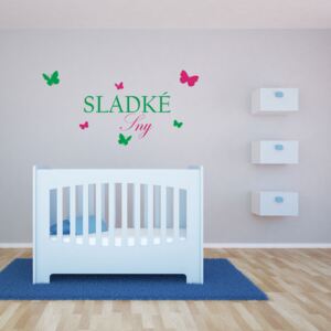 GLIX Sladké sny - samolepka na stenu Zelená a růžová 120 x 60 cm