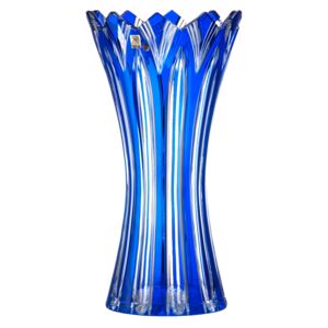 Krištáľová váza Lotos, farba modrá, výška 410 mm