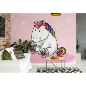 Fototapeta - Sweet Unicorn Pink Papírová tapeta - 368x280 cm