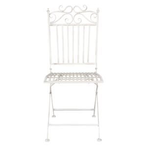 Kovová skladacia záhradná stolička biela - 38 * 48 * 96 cm