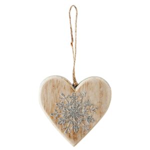 Závesné drevené srdce s ozdobou - 11 * 1 * 11 cm