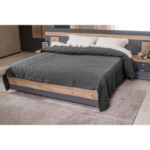 Manželská posteľ FIJI 160x200cm - antracit/dub san remo