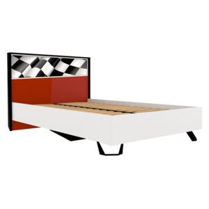 Detská posteľ FORMULA 120x200cm - biela/červená/rock