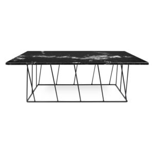 Čierny mramorový konferenčný stolík s čiernymi nohami TemaHome Helix, 120 cm