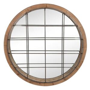 Zrkadlo hnedé drevené lodné okno závesné NAVY CHIC