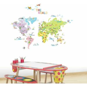 Sada nástenných samolepiek Ambiance World Map for Children