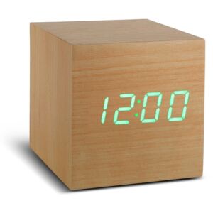 Svetlohnedý budík so zeleným LED displejom Gingko Cube Click Clock