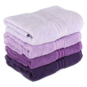 Sada 4 fialových bavlnených uterákov Rainbow, 50 × 90 cm