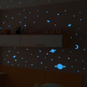 BonamiSada 150 modrých nástenných svietiacich detských samolepiek Ambiance Universe