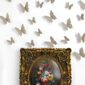 Sada 12 svetlohnedých 3D samolepiek Ambiance Butterflies