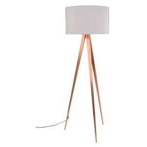 Biela stojacia lampa s nohami v medenej farbe Zuiver Tripod