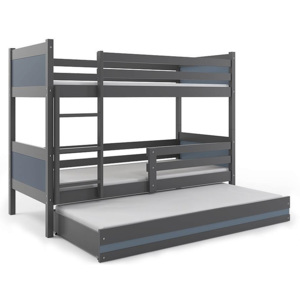 Poschodová posteľ BALI 3 + matrac + rošt ZADARMO, 190x80 cm, grafit/grafit