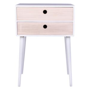 Nočný stolík z dreva paulovnia s bielym rámom House Nordic Rimini