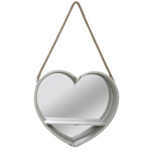Závesné zrkadlo v tvare srdca s poličkou Mauro Ferretti Love, Ø 43,5 cm