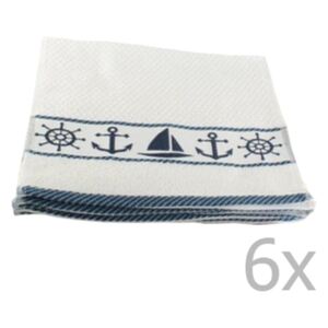 Sada 6 bielo-modrých uterákov Marina, 30 × 50 cm