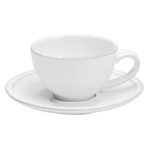 Biela kameninová šálka na kávu s tanierikom Costa Nova Friso, objem 90 ml