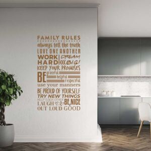 GLIX Family rules - nálepka na stenu Hnedá 75x40 cm