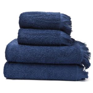 Set 2 modrých bavlnených uterákov a 2 osušiek Casa Di Bassi Bath