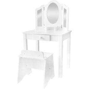 ISO Toaletný stolík so stoličkou a zrkadlom, biely, 11286