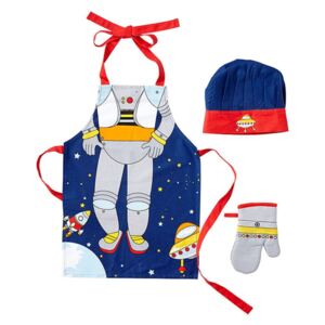 Set detskej zástery, kuchynskej rukavice a čiapky Ladelle Spaceman