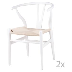 Sada 2 bielych drevených jedálenských stoličiek sømcasa Ada